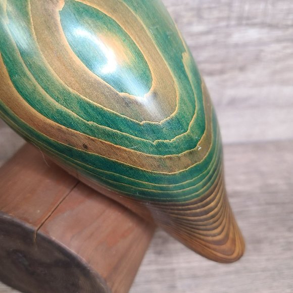 Hand Carved Two-Tone Wood Perched Quail Bird Figurine On Wooden Log 11" - Picture 7 of 15